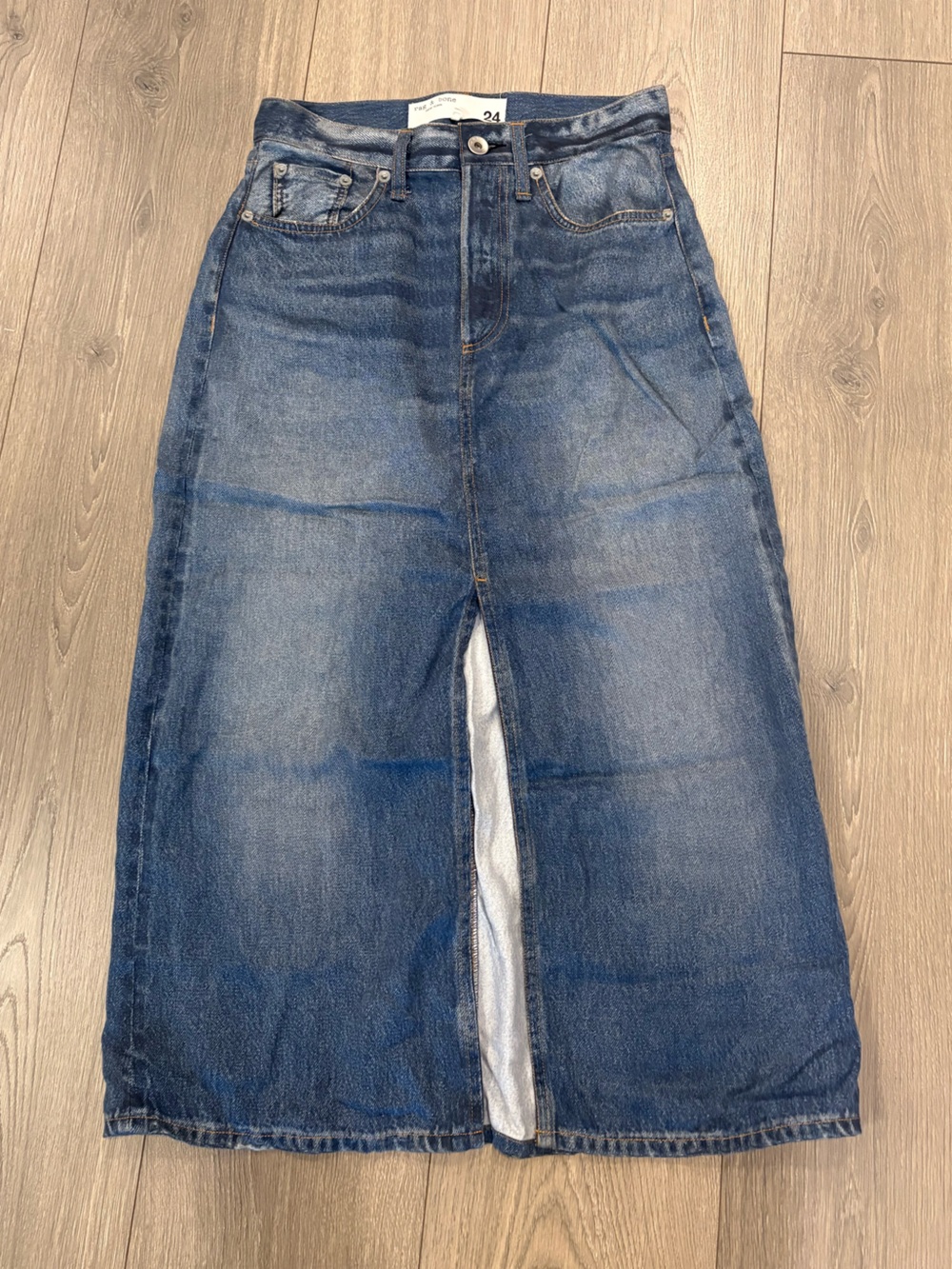 Rag & Bone Miramar Denim Skirt Midi Size 24 Sweatpant Jean Material